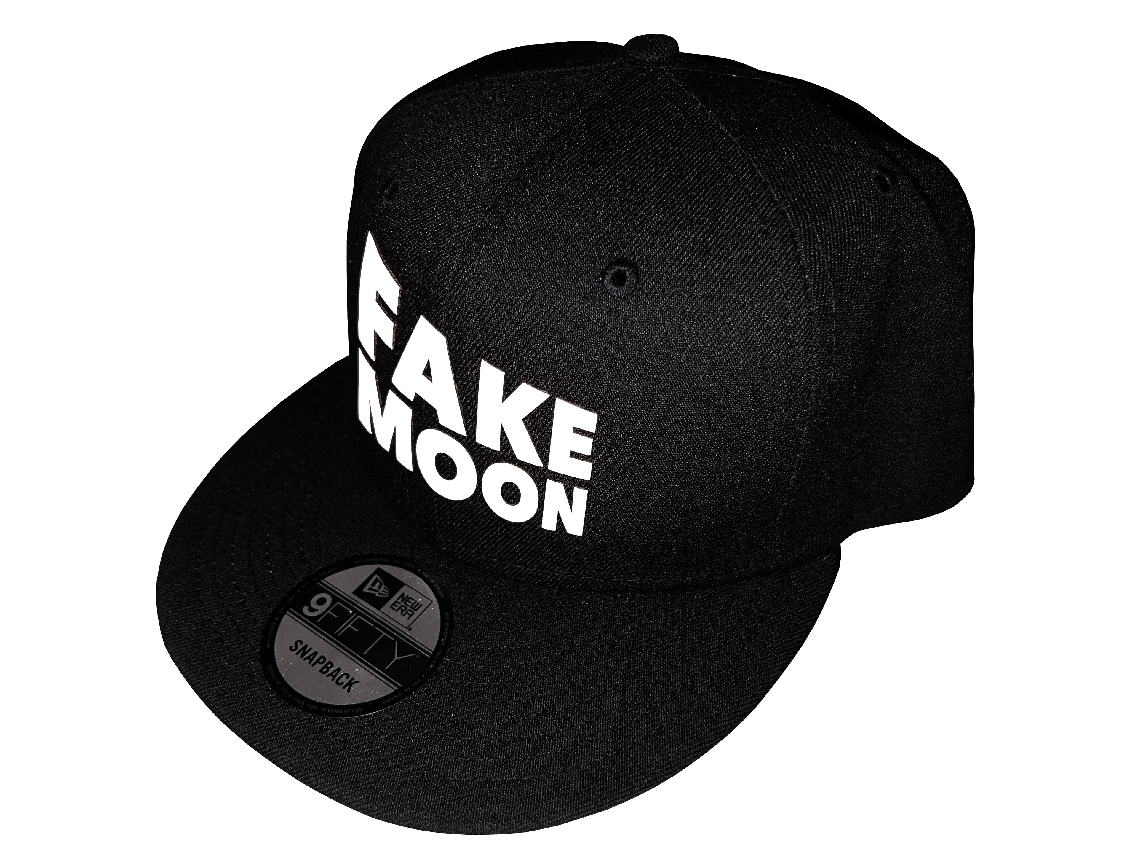 FAKE MOON - NEW ERA - PERSPECTIVE LOGO FLAT BILL HAT - WHITE ON BLACK