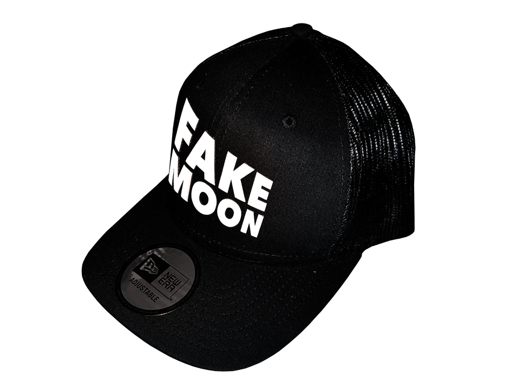 FAKE MOON - NEW ERA - PERSPECTIVE LOGO TRUCKER HAT ALTERNATE - WHITE ON BLACK