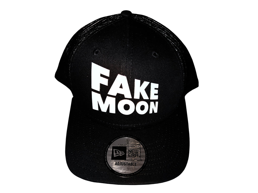 FAKE MOON - NEW ERA - PERSPECTIVE LOGO TRUCKER HAT ALTERNATE - WHITE ON BLACK