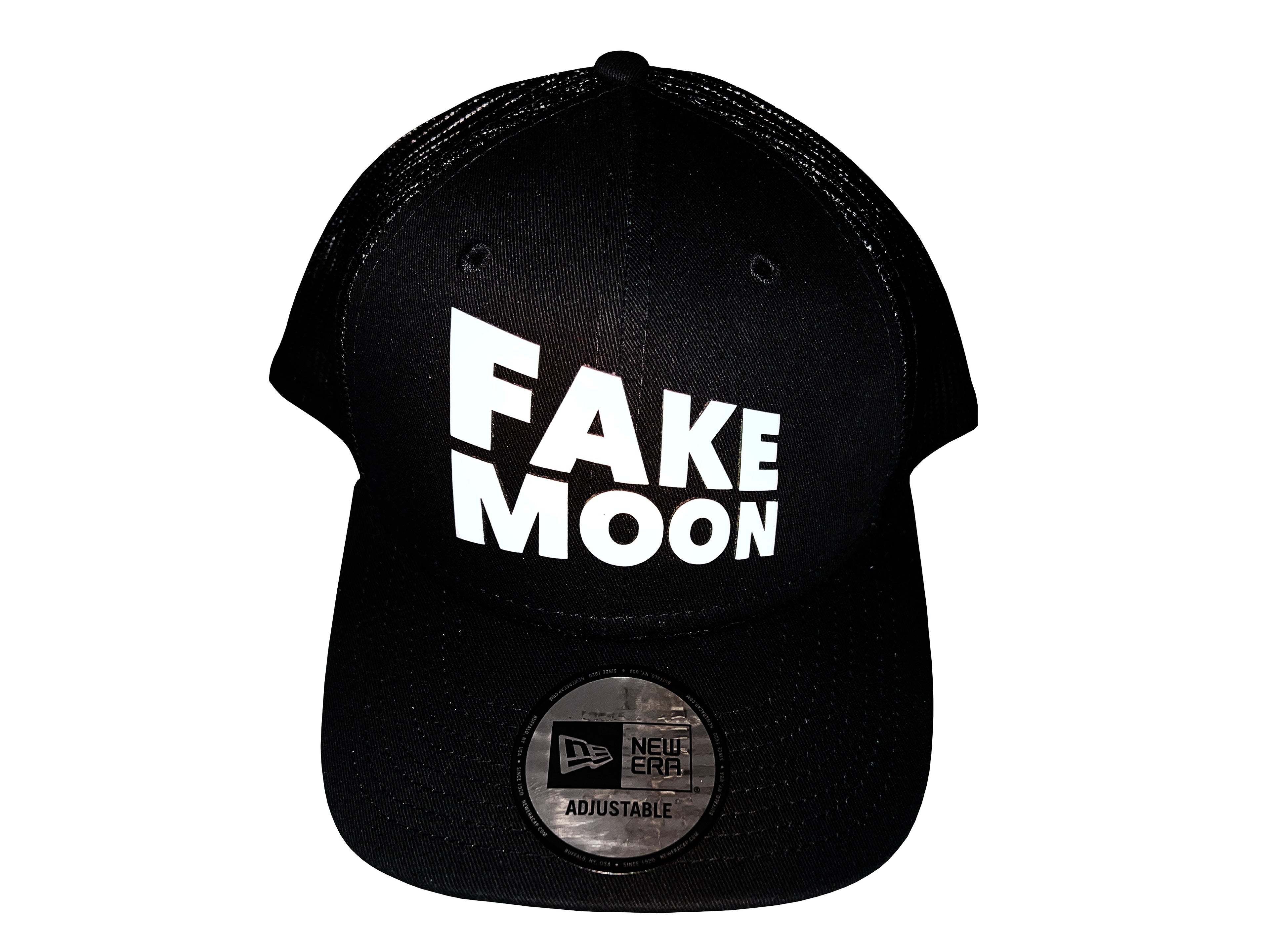 FAKE MOON - NEW ERA - PERSPECTIVE LOGO TRUCKER HAT ALTERNATE - WHITE ON BLACK